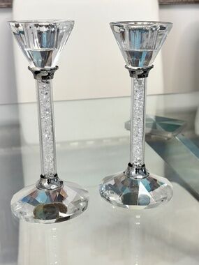 Slender Crystal Candlestick holders